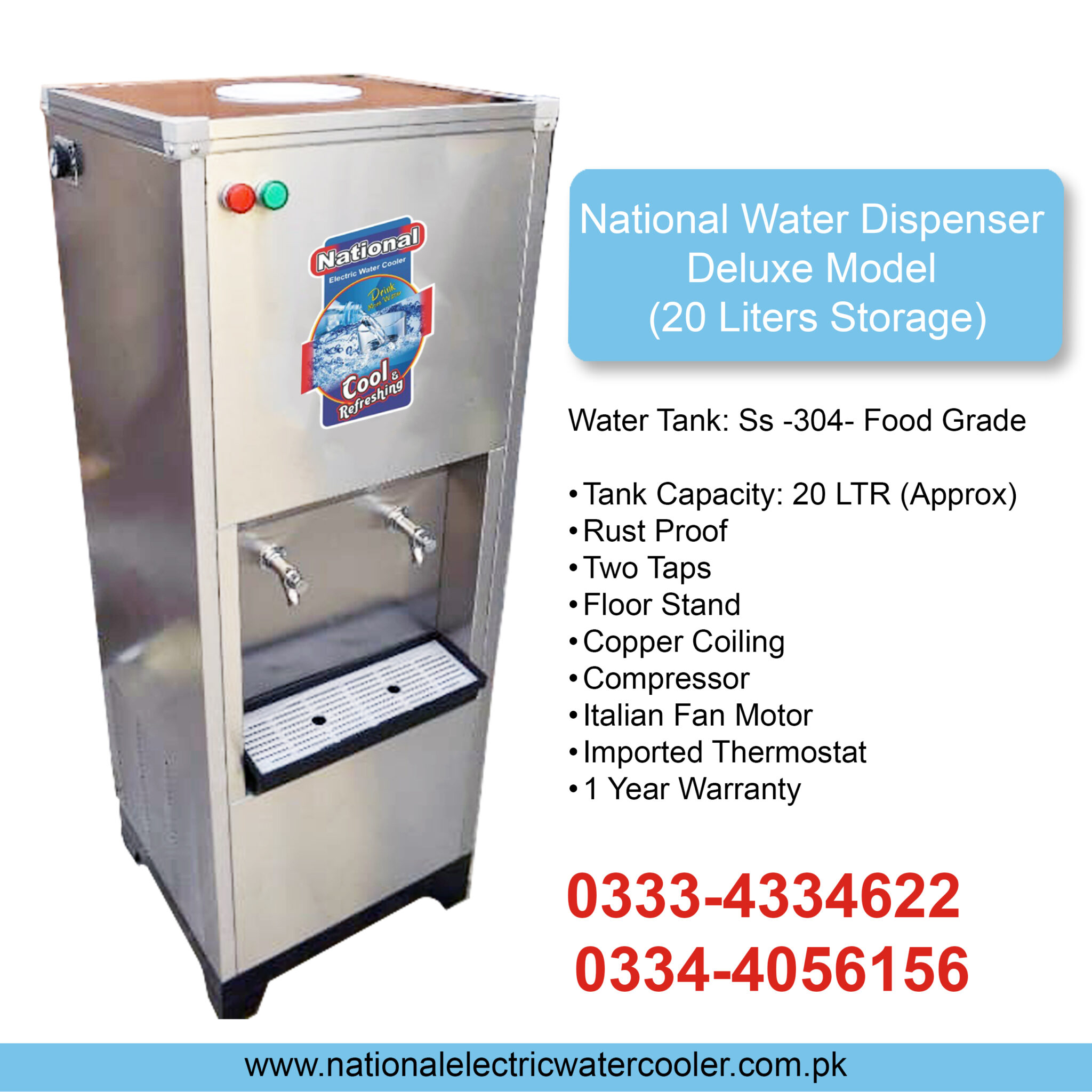 National Water Dispenser Deluxe Model (20 Liters Storage) National